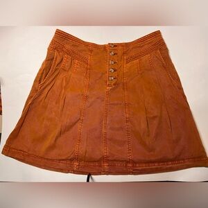 Anthropologie Burst Orange Cotton Lyocell Pleated Mini Skirt size 8